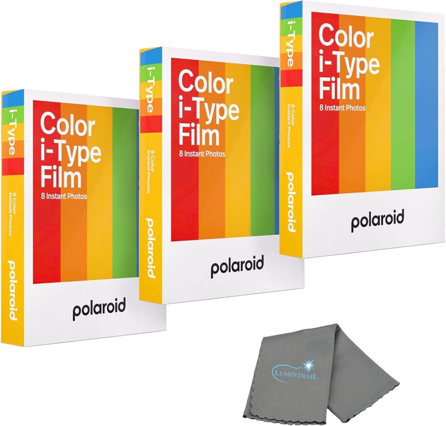 Lumintrail Polaroid instant color film for i-Type cameras front packaging view showing three pack box layout