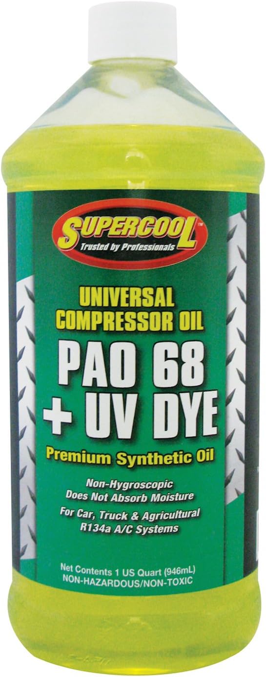 TSI Supercool 25145 PAO 68 Synthetic Lubricant front view authentic universal compressor oil bottle