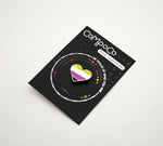 Compoco non binary pride pin flag close up enamel texture