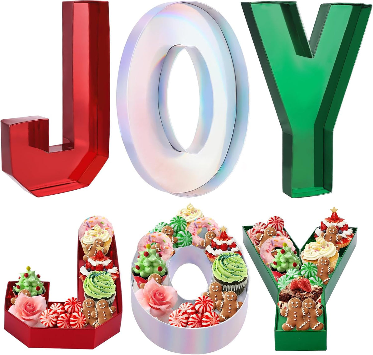 Dulefun Christmas fillable cardboard box front view showing JOY letters
