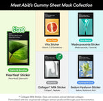 Back label of the Abib heartleaf face mask detailing directions for sensitive skin redness relief.