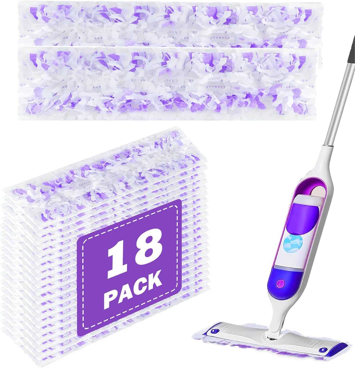 Enspoway Power Mop Pads Refills front view package showing eighteen disposable multi surface mopping cloths.