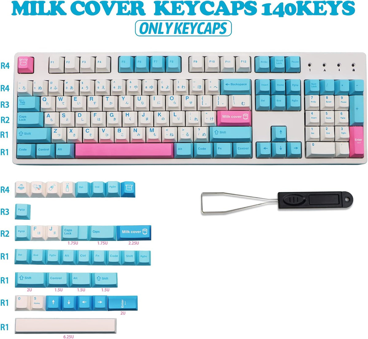 Molgria PBT keycaps close-up showing Cherry profile and Japanese font details