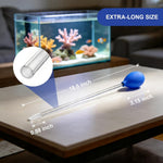 Wrexon 18.5 inch aquarium spot feeding tube showing precise rubber bulb suction control.