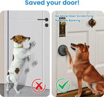 Hathever dog doorbell mounted on a white door frame