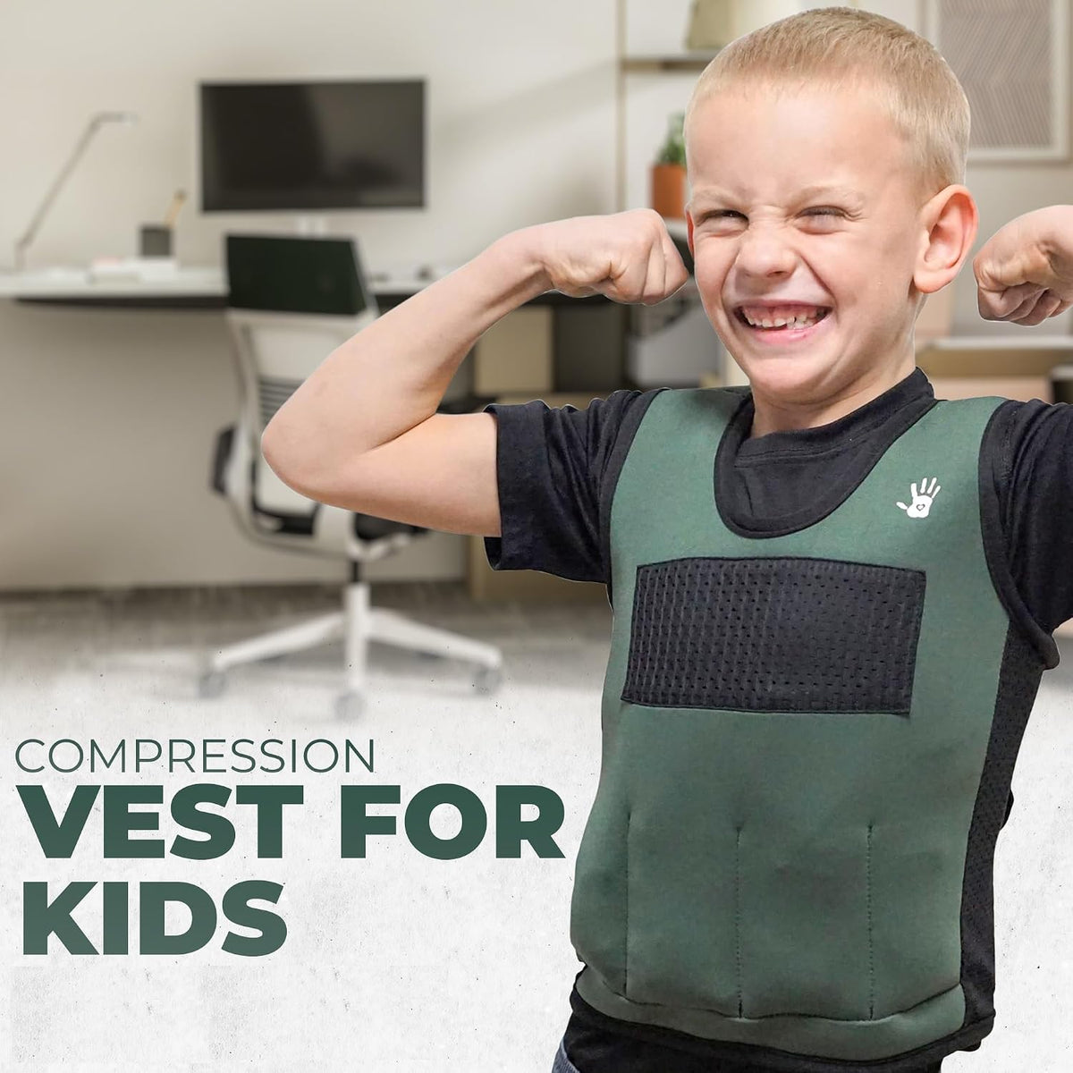 Sensory4u therapeutic weighted vest shown with weights removed from pockets