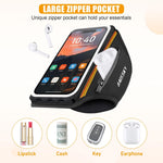 Kebrela sports phone holder showing side zipper pouch for earbuds