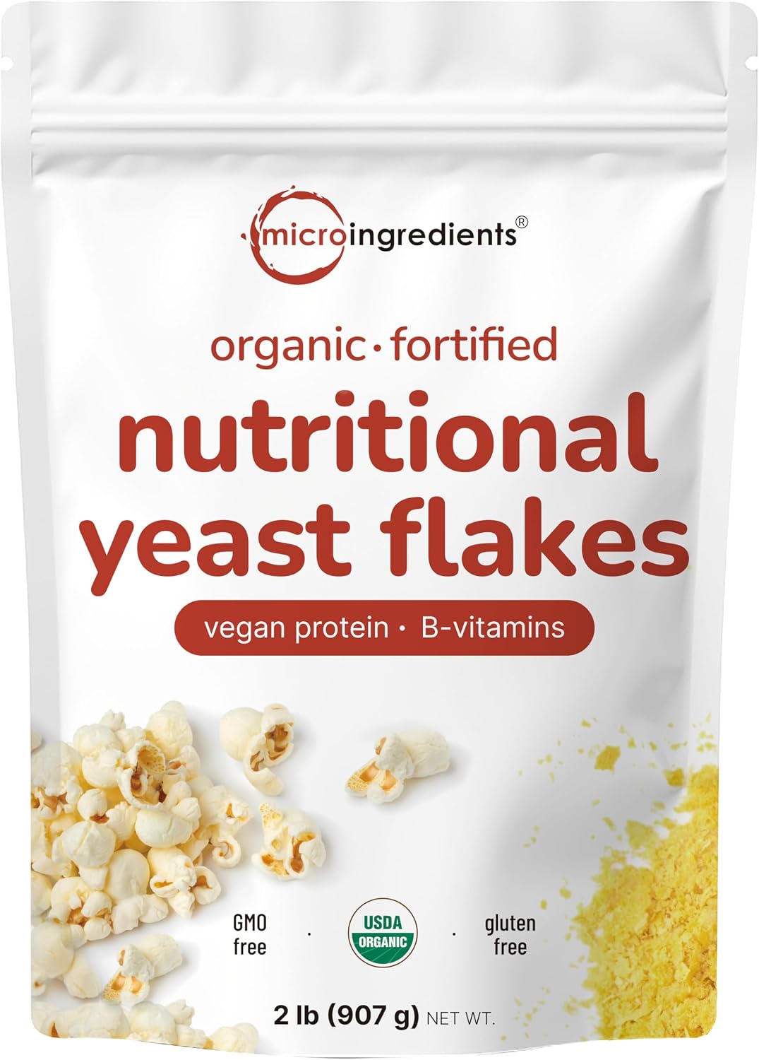 Micro Ingredients Organic Fortified Nutritional Yeast Flakes front view container