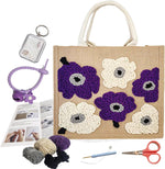 LEJOO DIY Punch Needle Kit front view showing floral tote bag design and tools.
