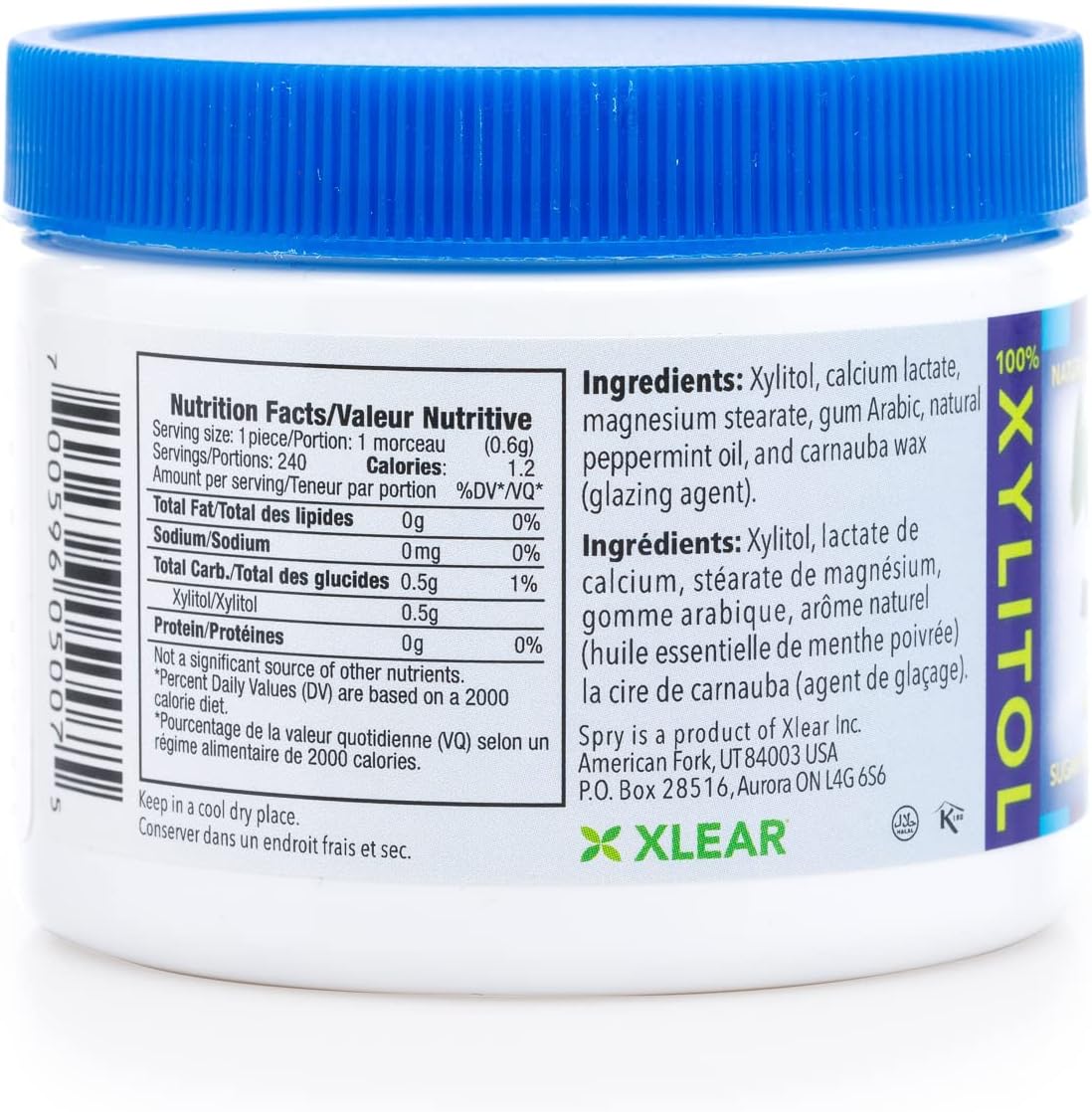Sugar free peppermint mints for cavity defense packaging details