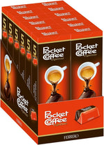Imported Ferrero Pocket Coffee pralines displaying the premium dark chocolate shell with liquid Arabica coffee inside.