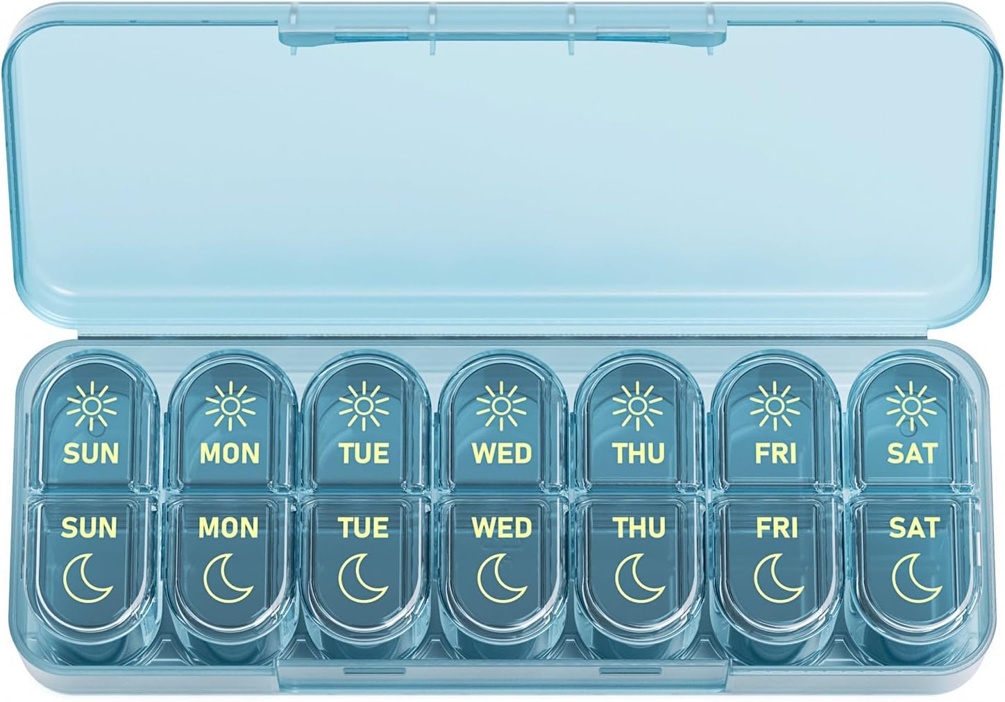 Daviky Weekly Pill Organizer 2 Times a Day, 7-Day AM PM Medicine Case, Travel-Friendly Pill Box for Fish Oils, Vitamins & Supplements - Image 1