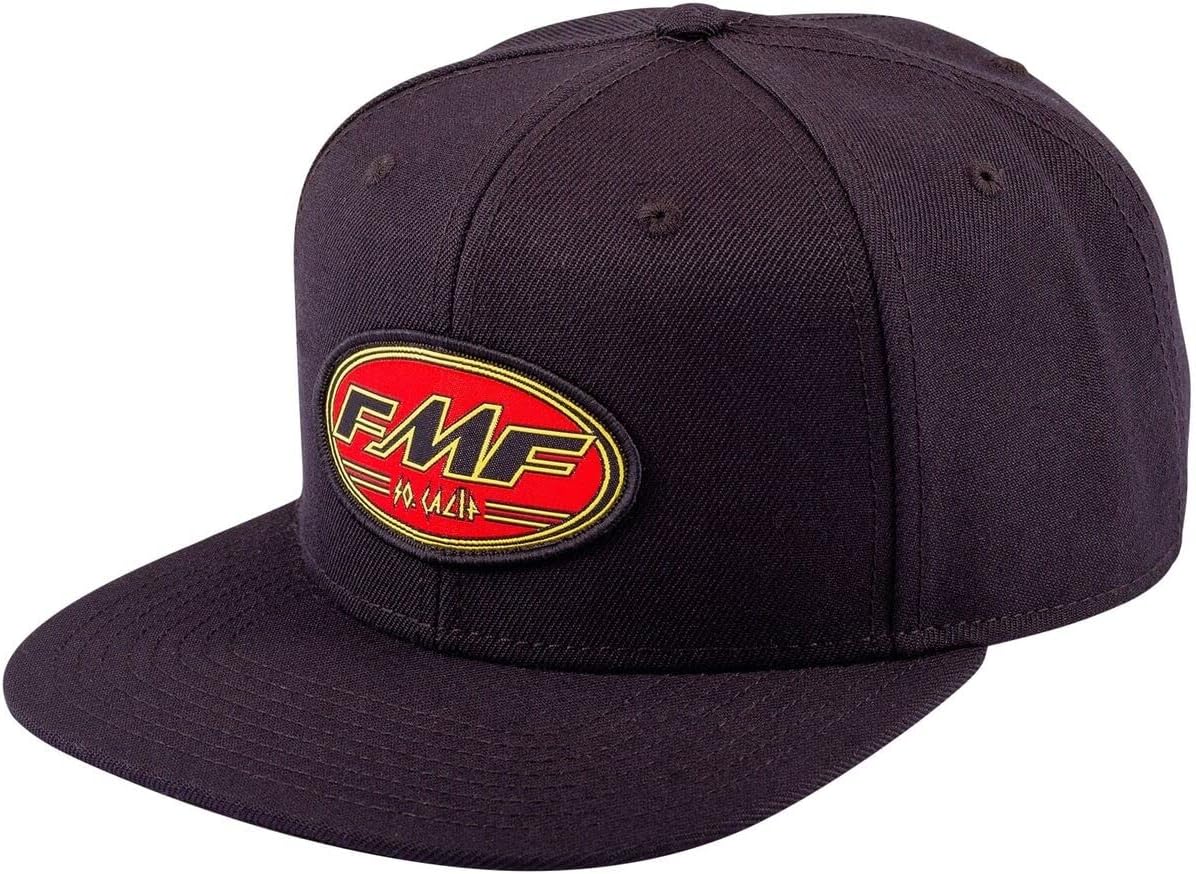Electroprime FMF Leppard Snapback Hat in Black showing the front patch logo applique view.