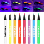BOBISUKA 8 Colors UV Neon Liquid Eyeliner Set showing eight colorful matte pens