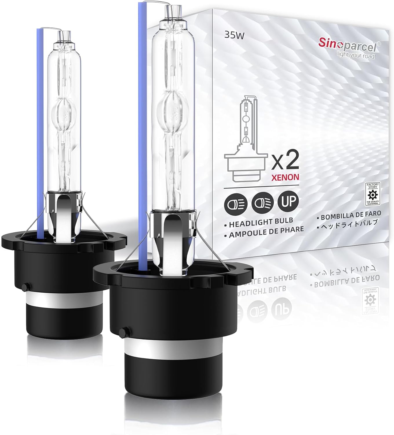 Sinoparcel D4S Xenon HID Headlight Bulbs front view pack of two