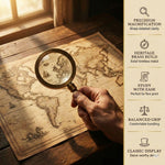 Roorkee Instruments brass reading magnifier on desk