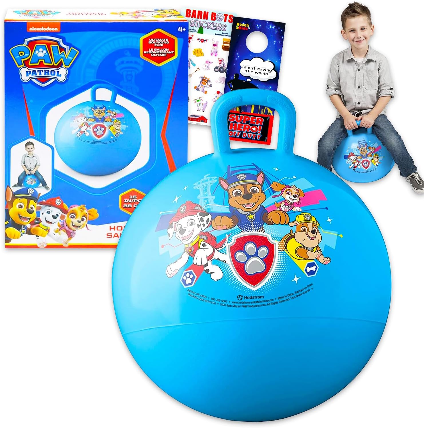 Nickelodeon Paw Patrol Hopper Ball front view showing character artwork and grab handle.