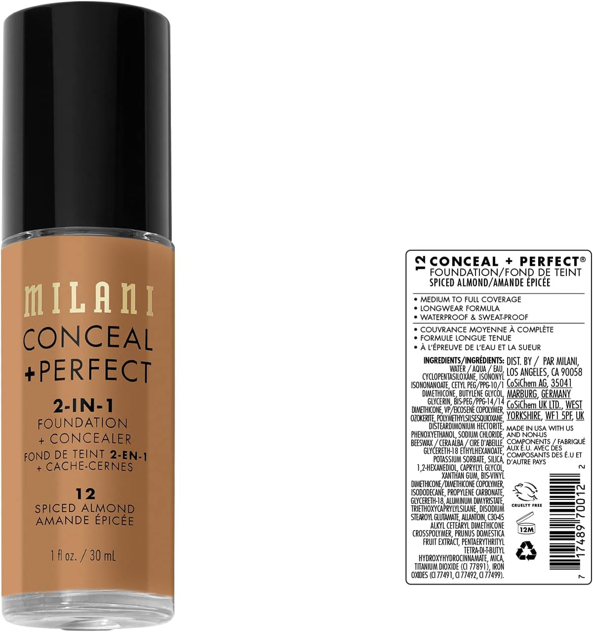 Milani Spiced Almond shade liquid foundation pump dispenser detail