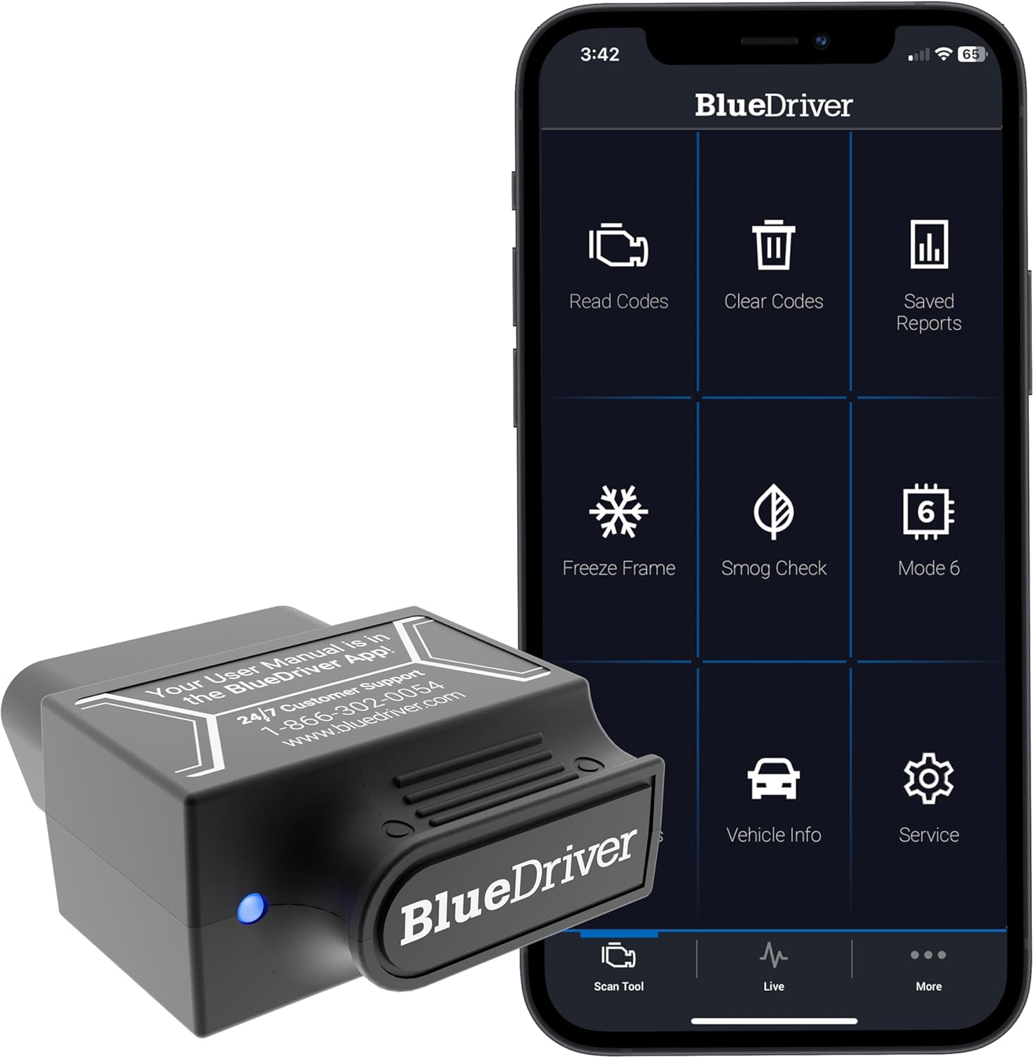 BlueDriver OBD2 Scanner Bluetooth, No Subscription, ABS SRS TPMS - Image 1