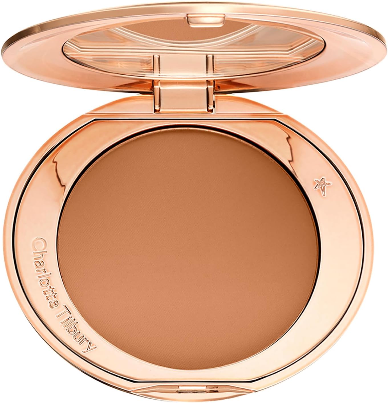 Charlotte Tilbury Airbrush Flawless Finish Setting Powder Deep front view compact for pore blurring face makeup
