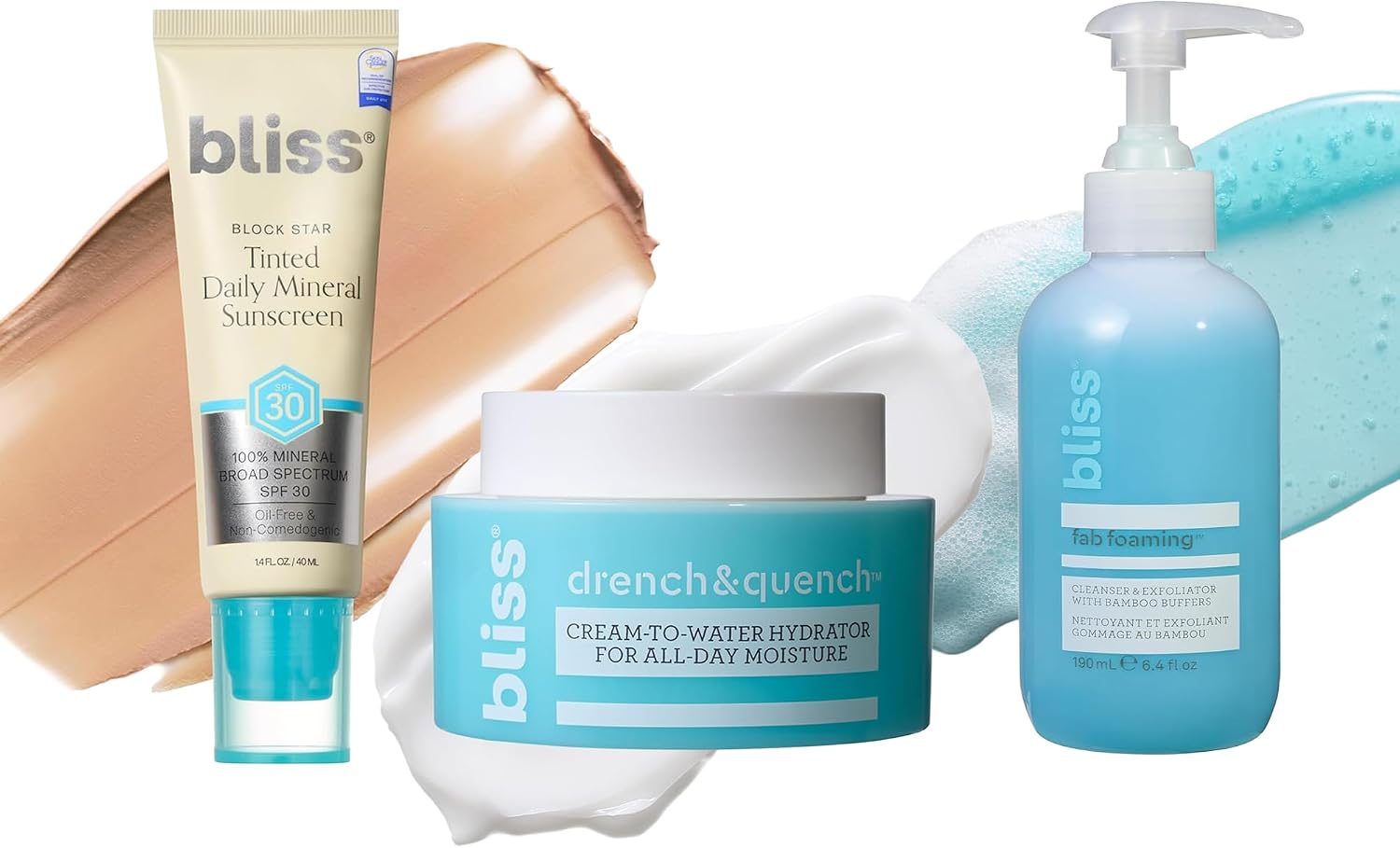 Bliss Block Star SPF 30 and moisturizer trio front view