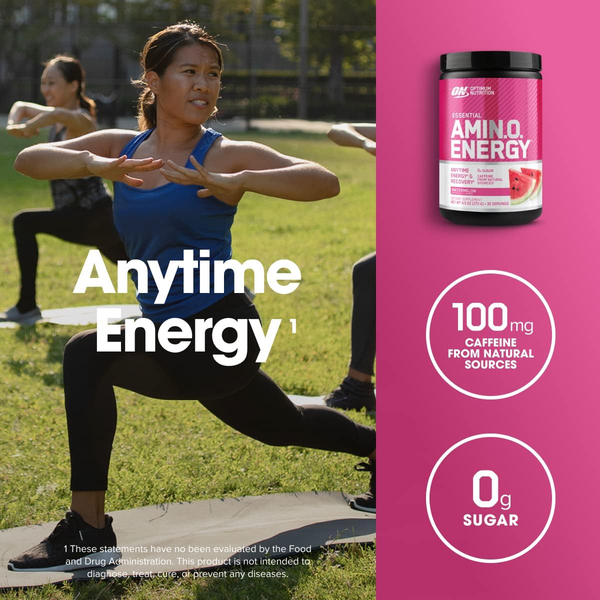 Authentic USA imported Optimum Nutrition watermelon flavor thirty servings fitness powder container.