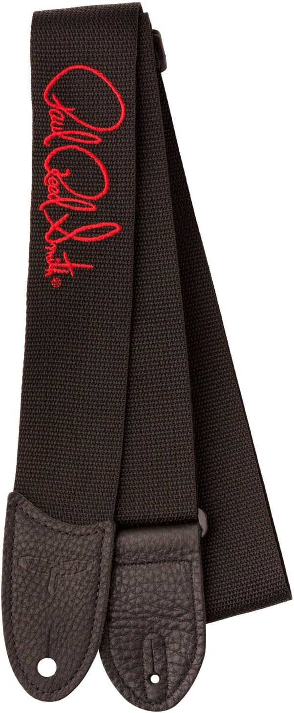 PRS Signature Logo 2 Inch Poly Guitar Strap Red Black front view guitar accessory