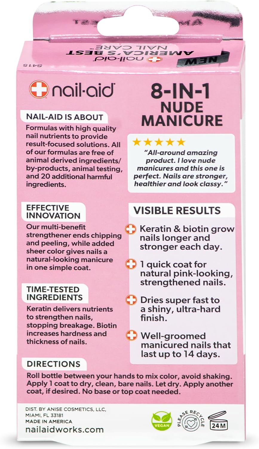 Nail-Aid 8-in-1 Nude Manicure packaging label details and ingredients