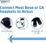Wirenest GA Twin Plug to Airbus 5 Pin XLR Headset Adapter - Dual General Aviation PJ-055 (.206") and PJ-068 (.25") Jacks Connector - Compatible with Most Major Brand Pilot Headsets - Image 3