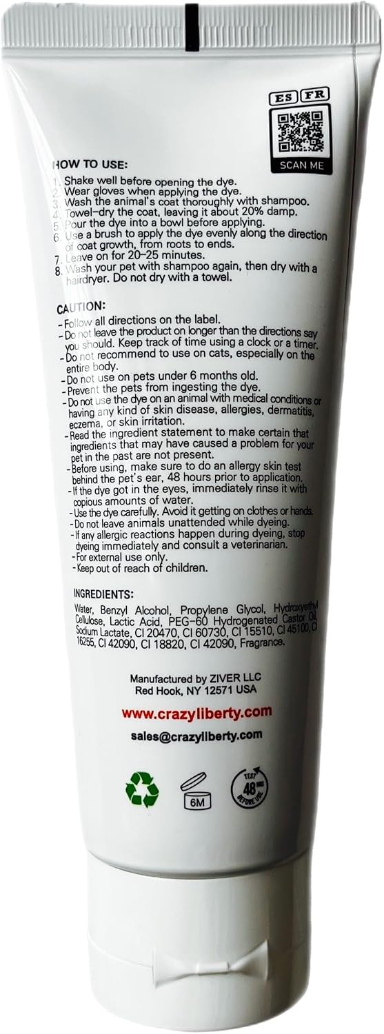 Crazy Liberty dog hair dye light blue formula swatch texture for creative grooming