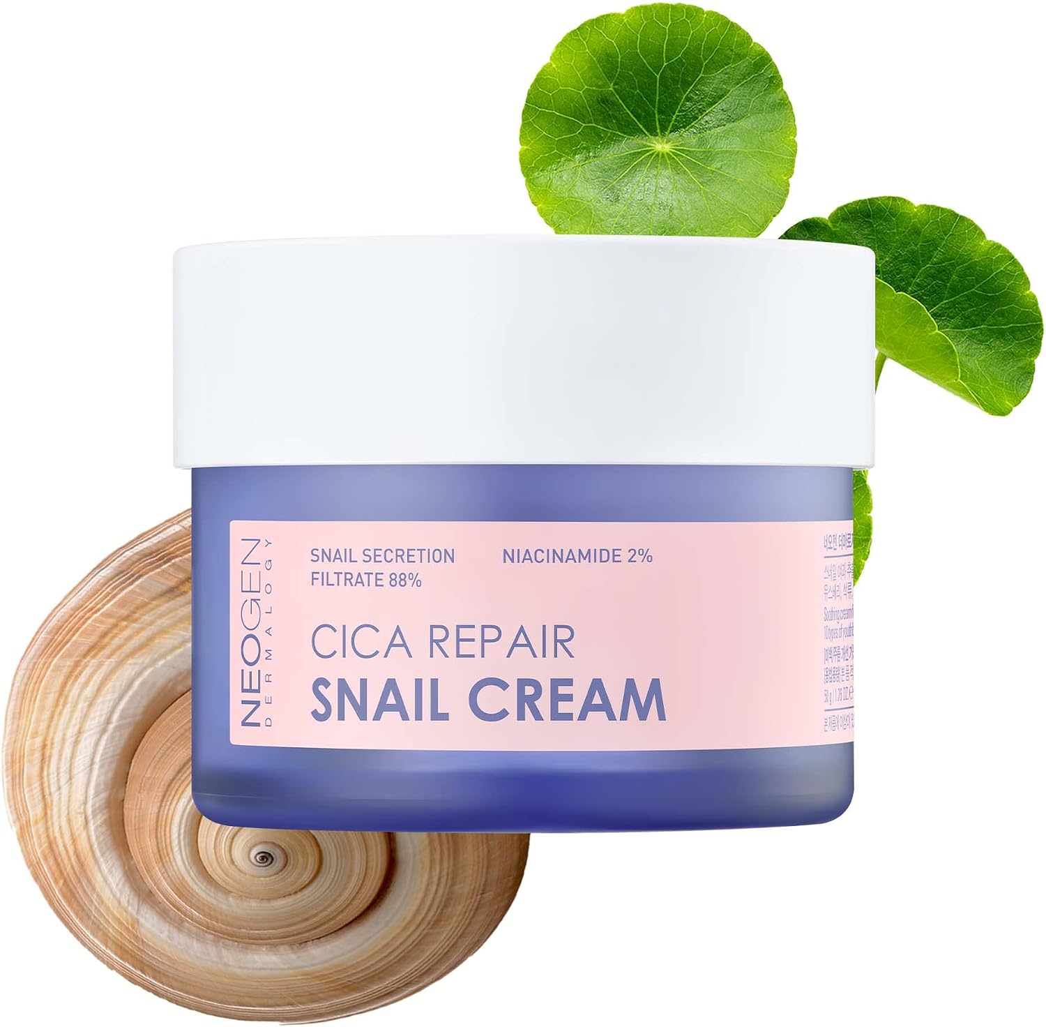 NEOGEN DERMALOGY Snail Cica Repair Cream front view of the packaging jar for Korean skincare barrier repair
