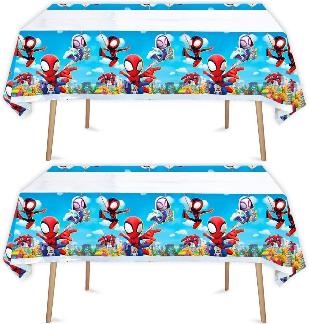 Sutradhar Spiderman plastic tablecloth 2 count pack front view superhero party supplies