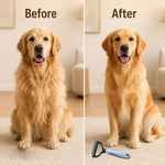 Generic pet grooming brush removing fur from a dog