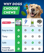 Authentic STRELLALAB dental treats bottle label with ingredient facts