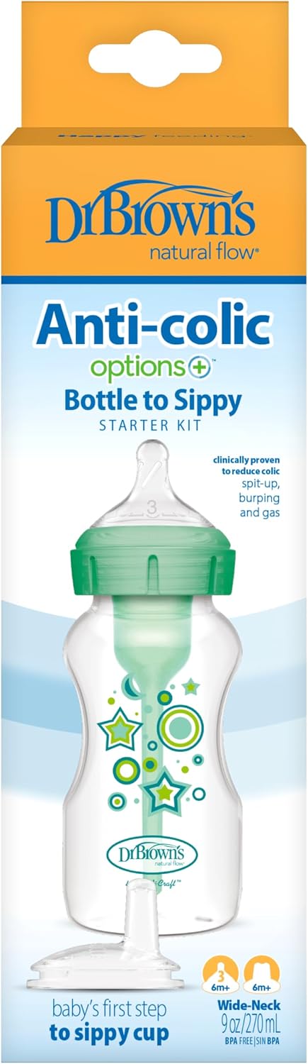 Dr. Brown's green transition bottle with sippy spout