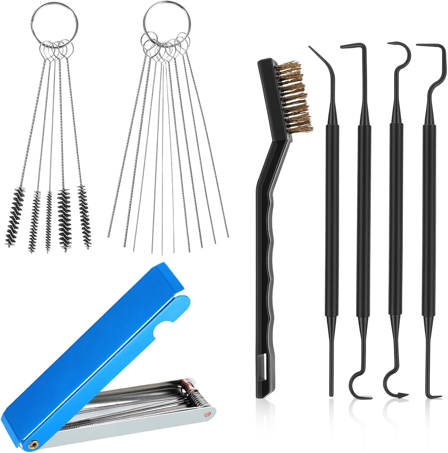 APLZGMG carburetor cleaning kit front view showing complete sixty piece maintenance tool set for small engines