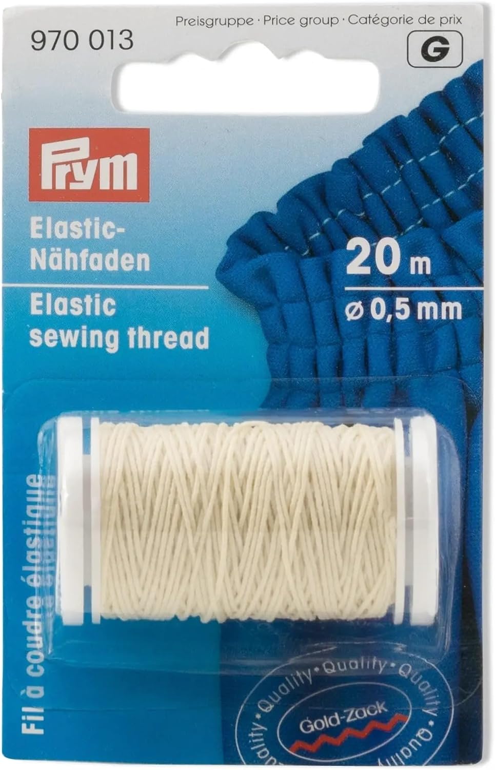 PRYM 0.5mm Elastic Sewing Thread, Cream - 970013 - Image 1