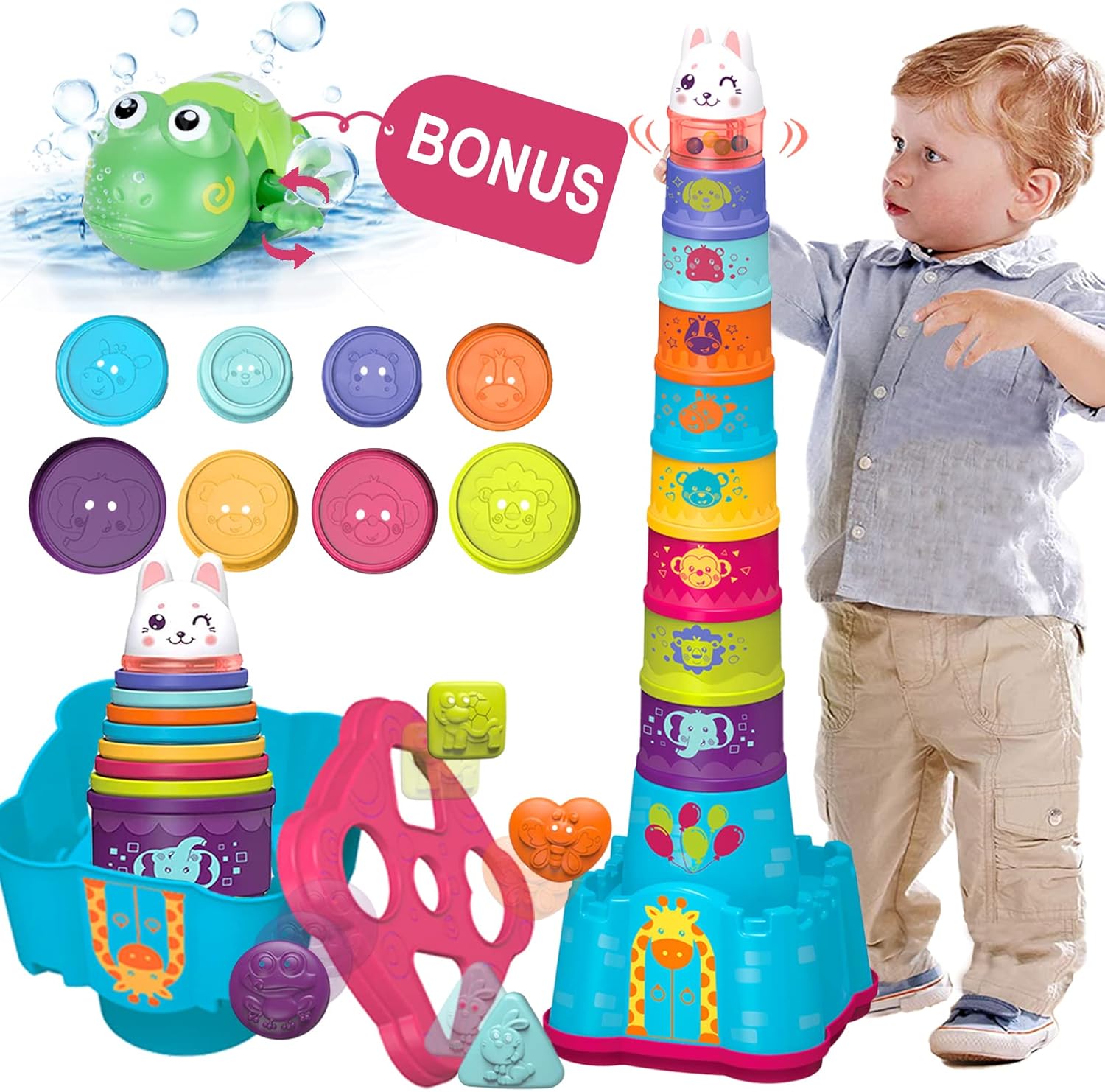 Ltkfffdp baby stacking and nesting cup set front view