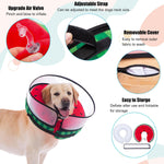 Inflatable watermelon pattern pet neck pillow showing downward facing air valve