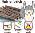 Close up look of natural apple wood molar sticks for small animal teeth trimming