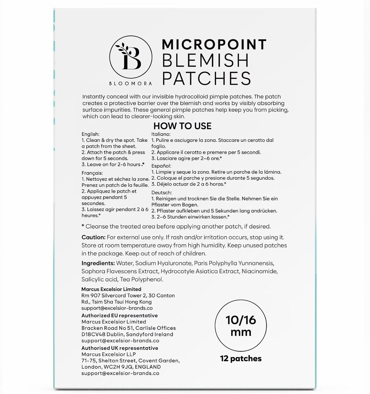 Bloomora micro crystal patches size comparison