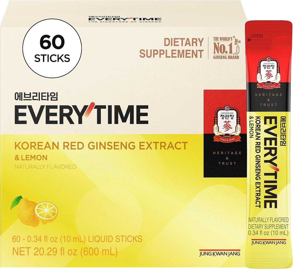 Jung Kwan Jang Everytime Korean Red Ginseng Extract Lemon pack front view