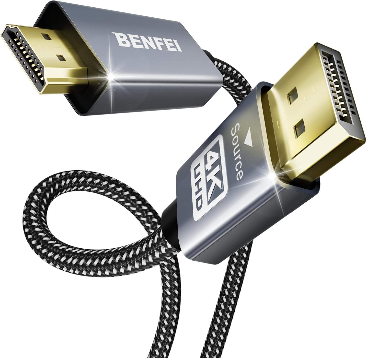 Benfei 5 pack 4k displayport to hdmi 6 feet cable front view