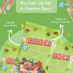 DDI Smarties X-treme Sour Candies side angle view showing the thickness and texture of the sour candy rolls.
