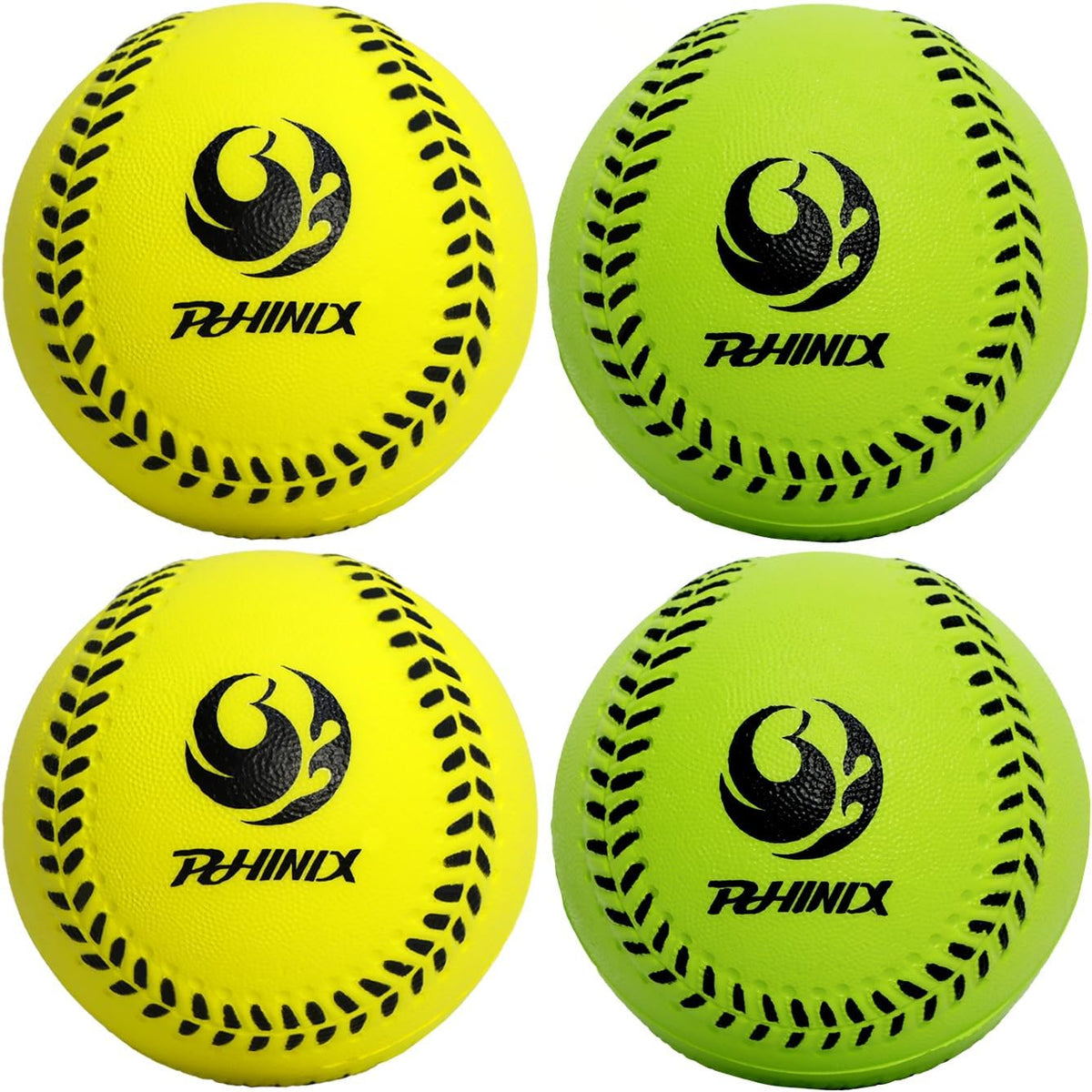 Phinix 11 inch foam softball 4 pack front view for kids training