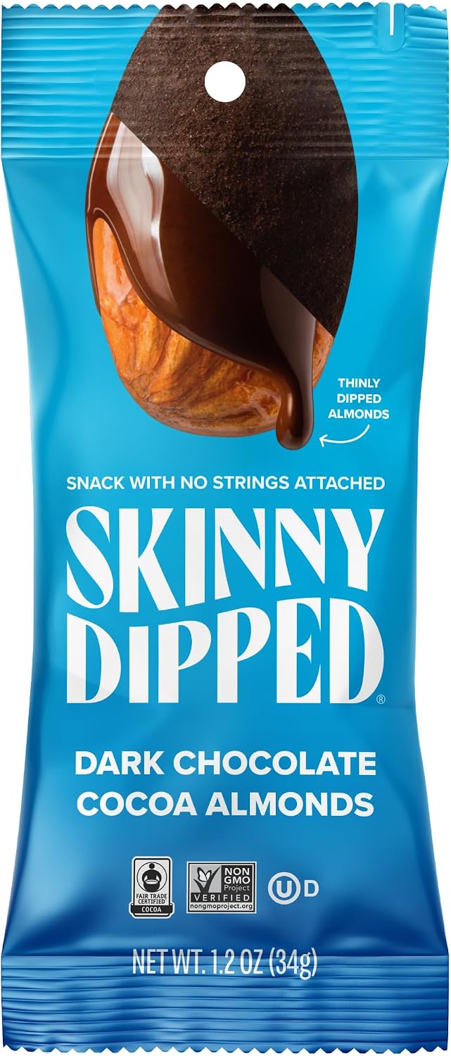 SkinnyDipped Snack Attack Almond Variety Pack, Chocolate Covered Almonds, Low Sugar, Gluten Free, Healthy Snack, 1.2 Ounce Bags (Pack of 15) - Image 11
