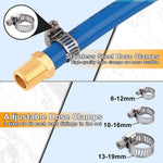 Stainless steel worm-gear hose clamps included in the package
