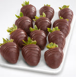 Twelve gourmet dark chocolate dipped strawberries in gift box