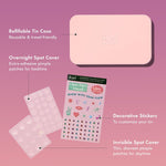 Rael Beauty hydrocolloid pimple patches set showcasing both daytime and overnight spot covers.