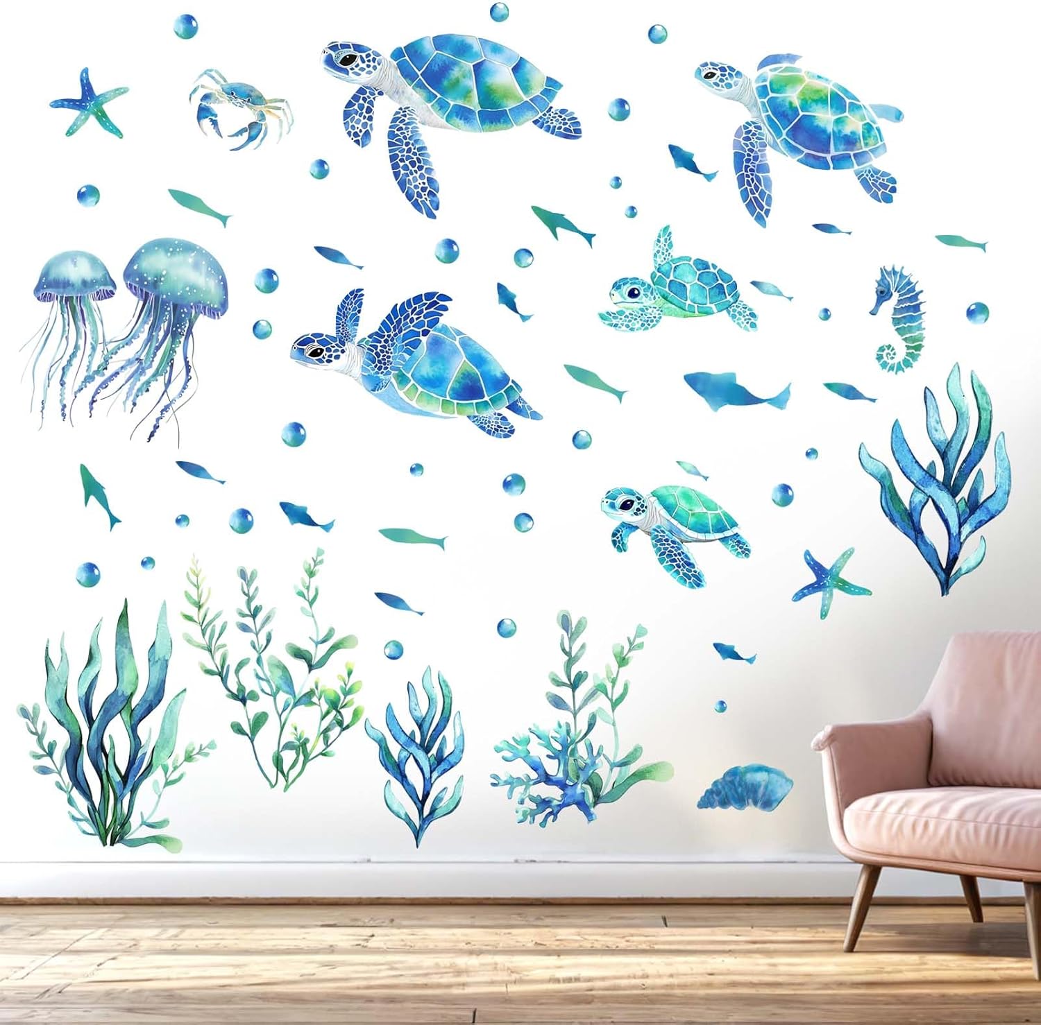 Amimagen sea turtle wall stickers for kids nursery decor